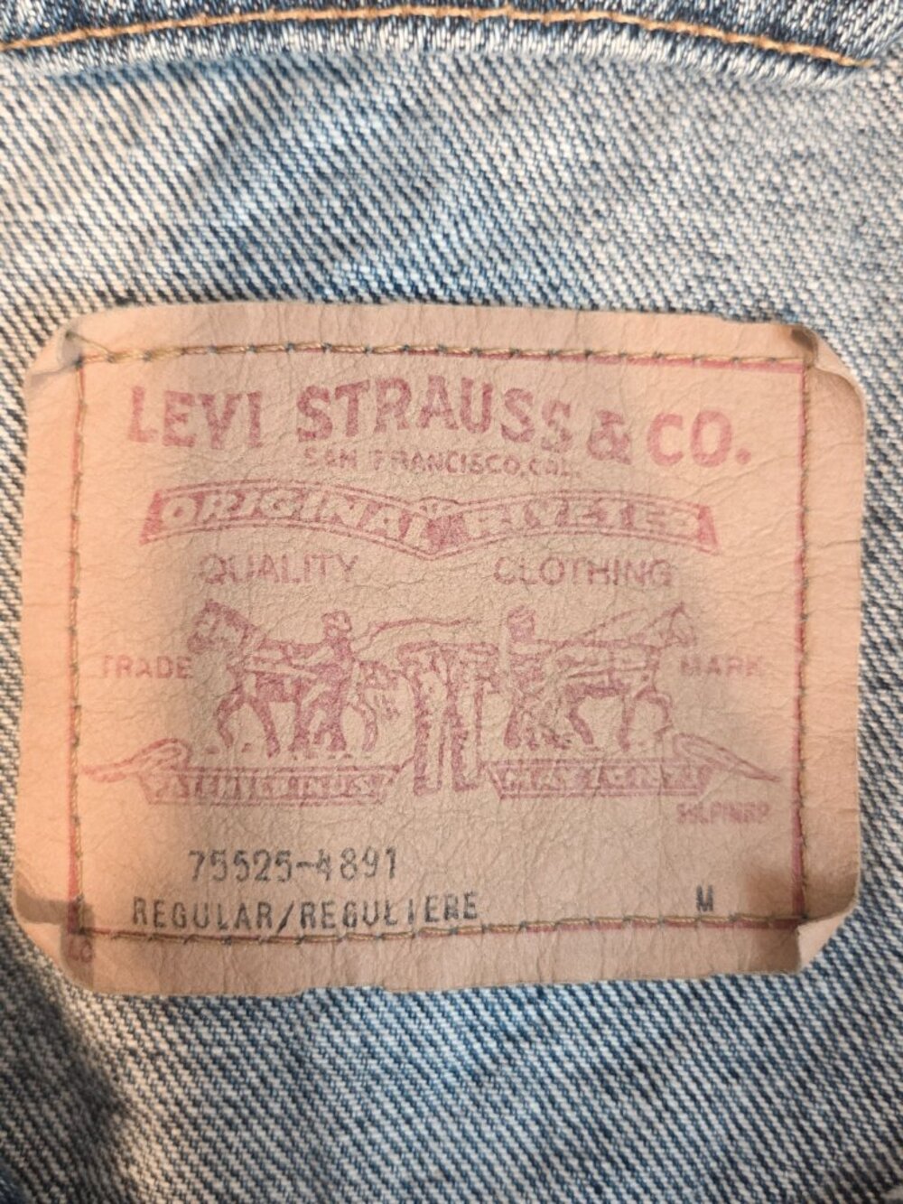 Vintage 1994 Levi’s Denim Trucker Jacket Men’s M 90s Blue Jean 75525 - Picture 3 of 7